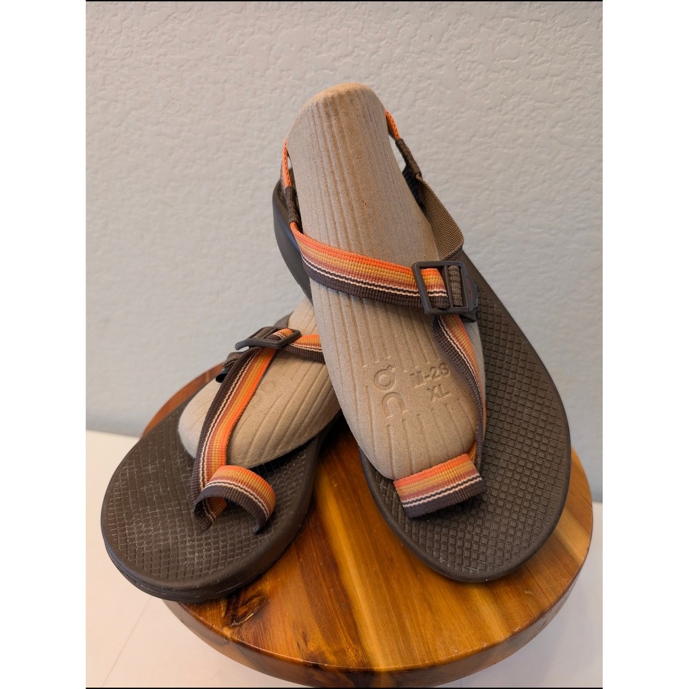 Chaco Z1 Classic Mens 8 Brown Orange Striped Hiking Sandals‎ H108607